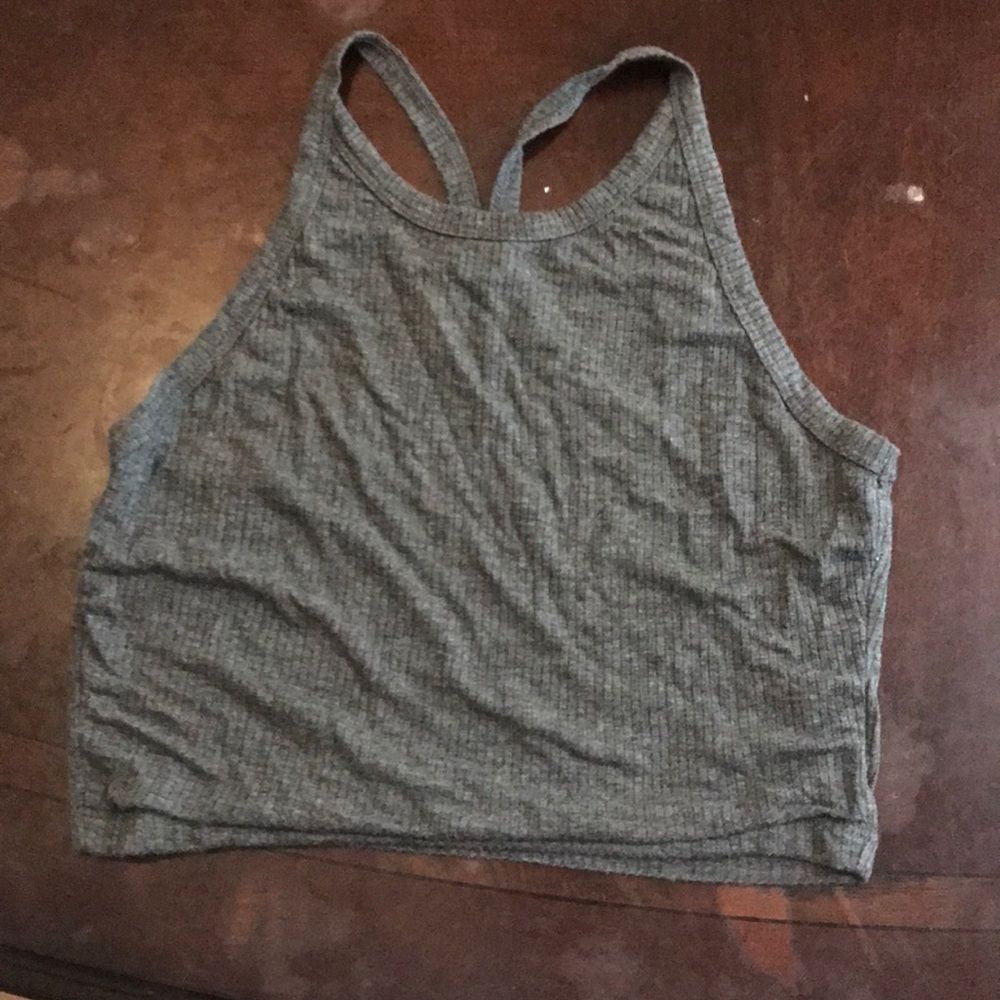 Grey cropped halter top